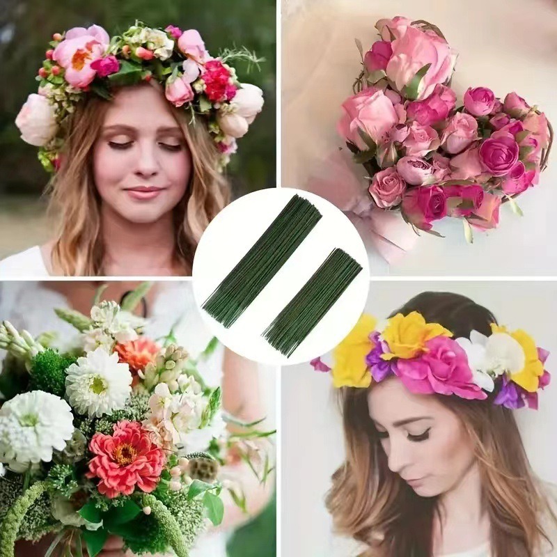 Wire Stem Florist - 100 Stück Blumenstiel, künstlicher Blumenstab, grüne