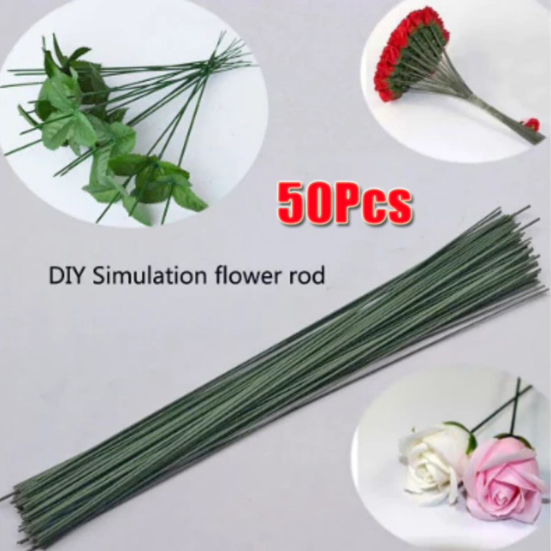 Wire Stem Florist - 50 Stück grüne Blumendrahtstiele für Floristen,