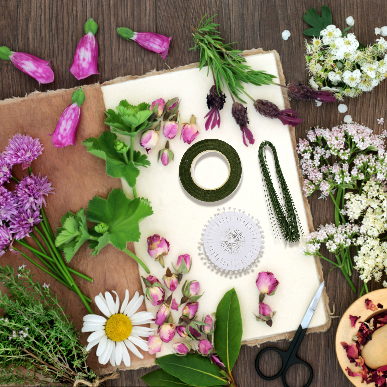 Wire Stem Florist - 1 Set Blumenarrangement-Set mit flexiblem Drahtband